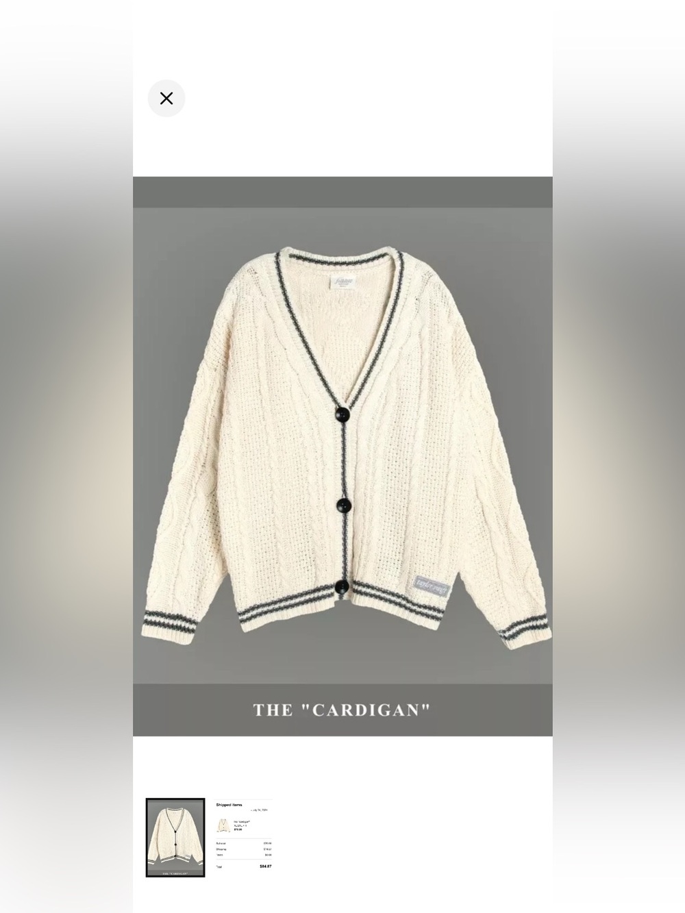 Taylor swift Cream Cable-Knit Cardigan with Black Trim